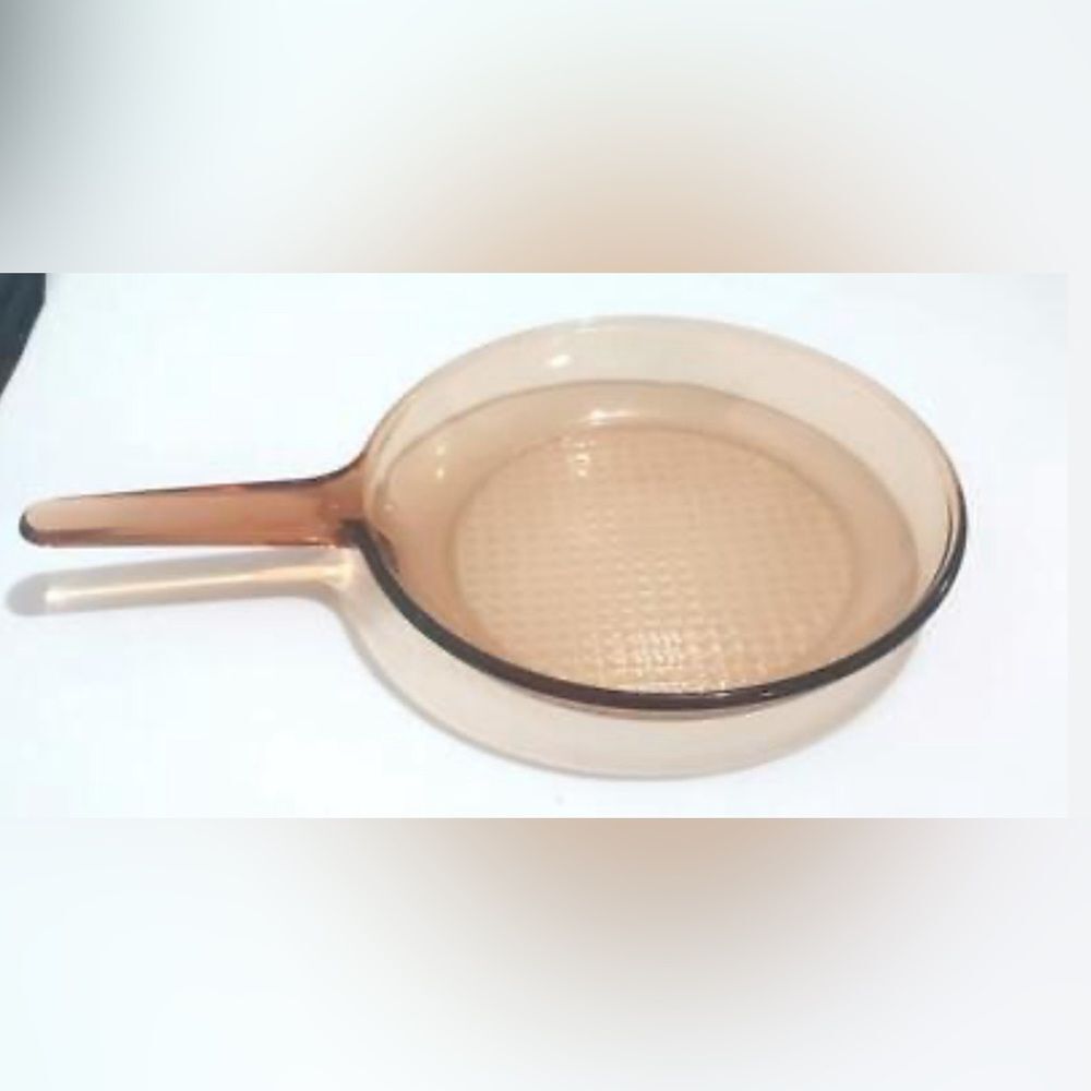 Corning Vision Pyrex 10" PAN SKILLET Waffle Bottom Amber Frying Pan France